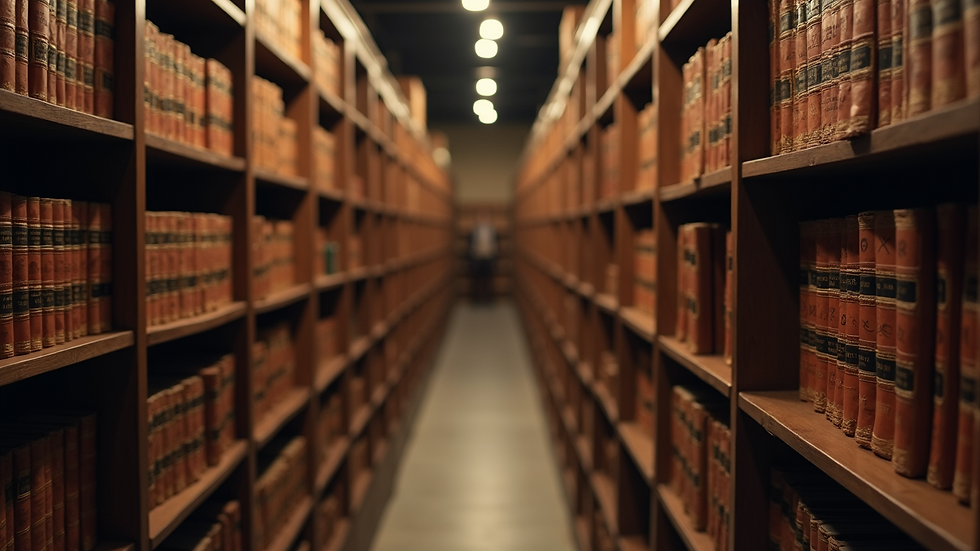 Vue en plongée d'une bibliothèque ancienne avec des livres reliés en cuir