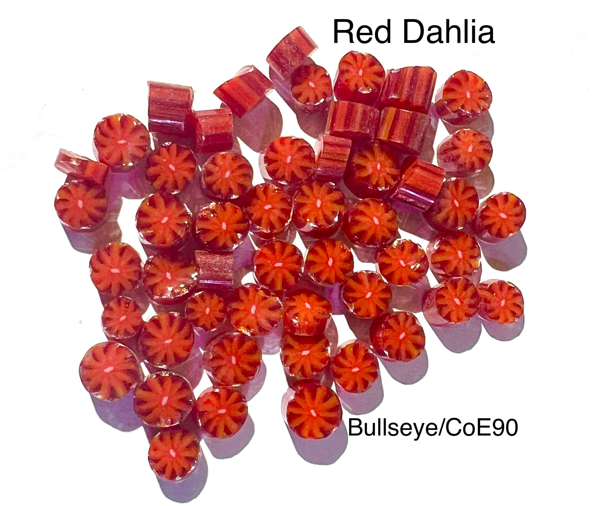Red Dahlia Flower Murrini, CoE90Glass 