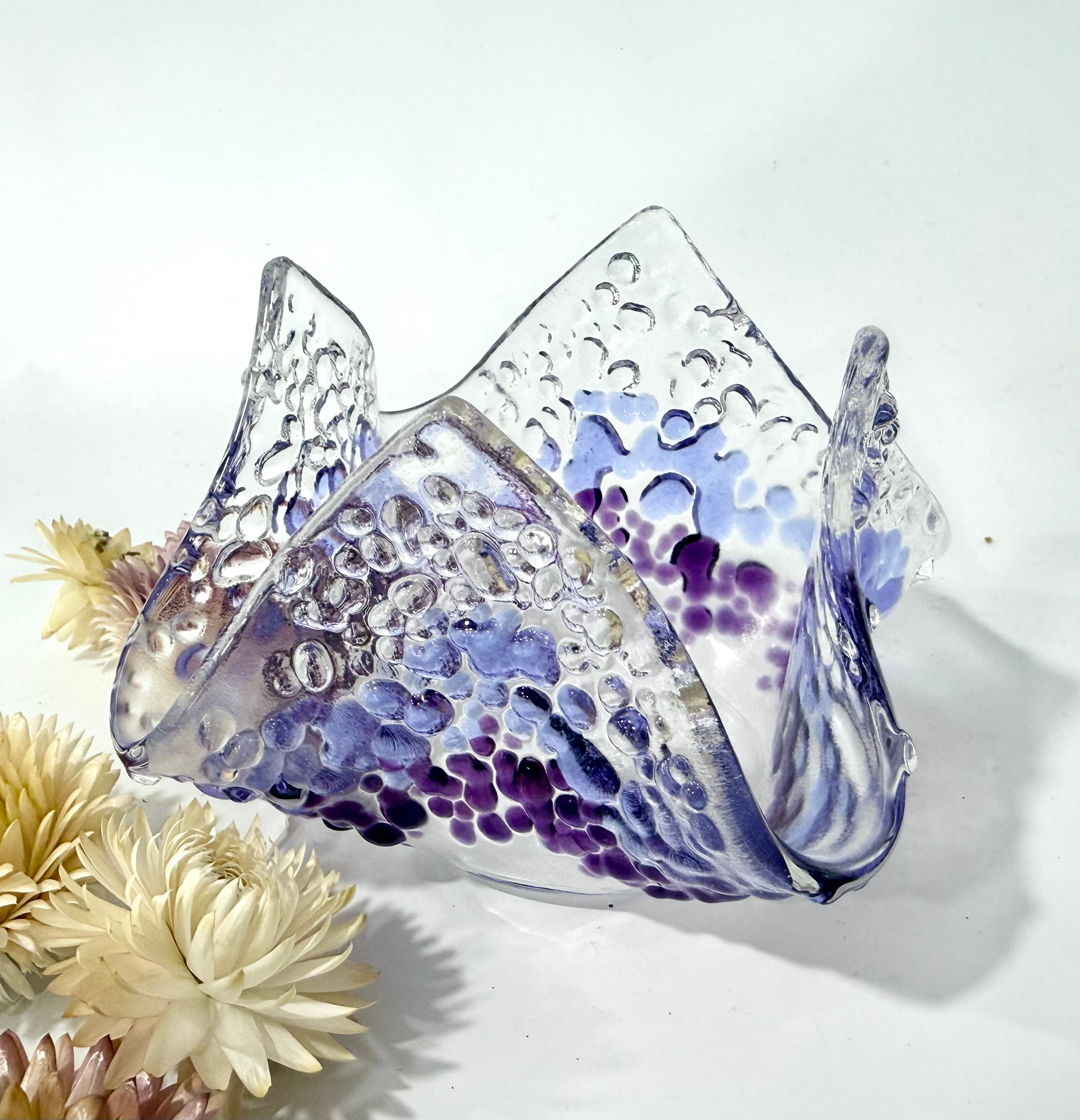 Purple/Lilac/clear Ombré Handkerchief Tealight Holder