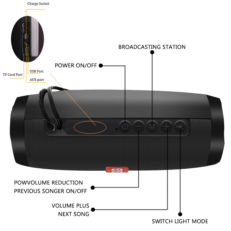 Thumbnail: Wireless Portable Bluetooth Stereo Speaker with LED Light