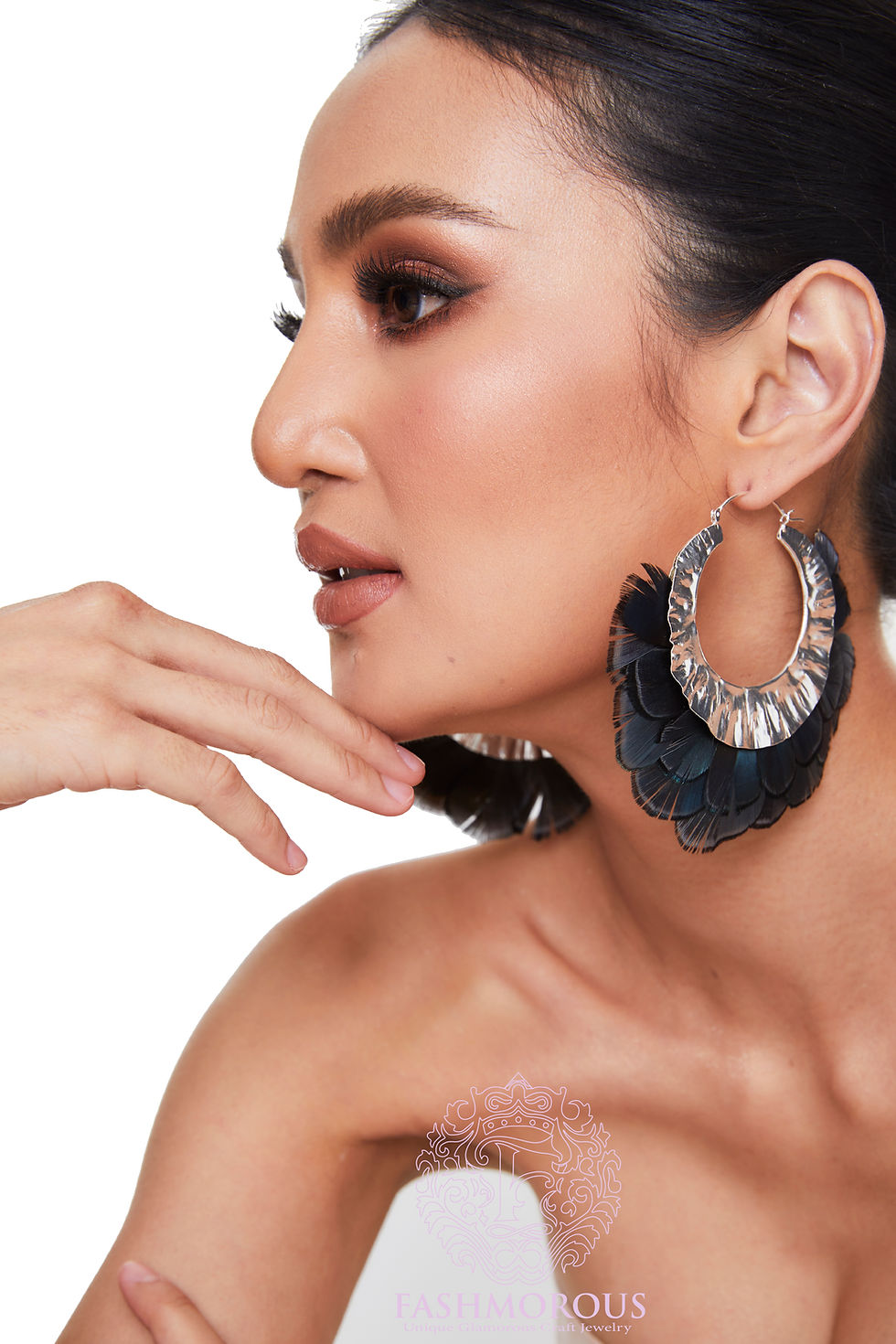 Thumbnail: Handmade Earrings for Women Irregular Hoops Feather Earrings for Women Lightwei