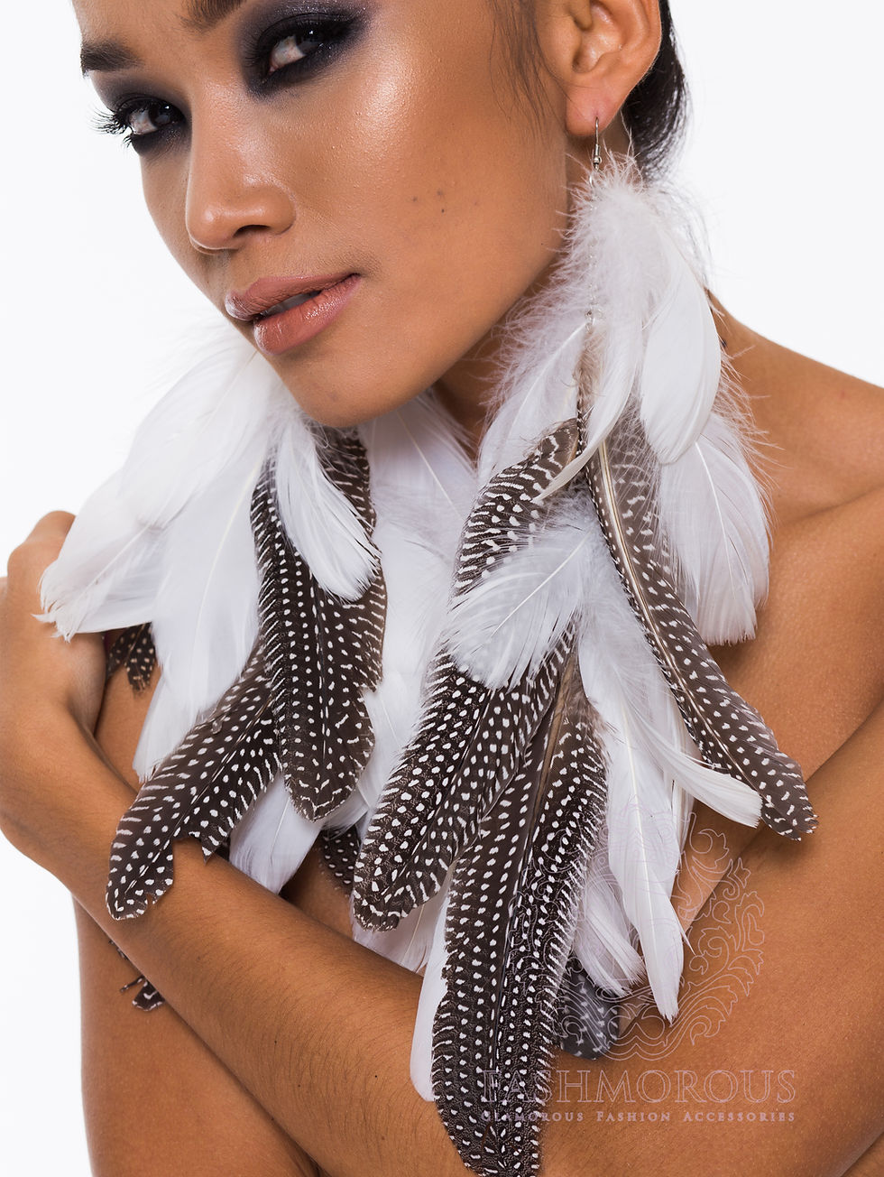 Thumbnail: Feather Earrings for Women Chain Divalicious Natural Feather Earrings White