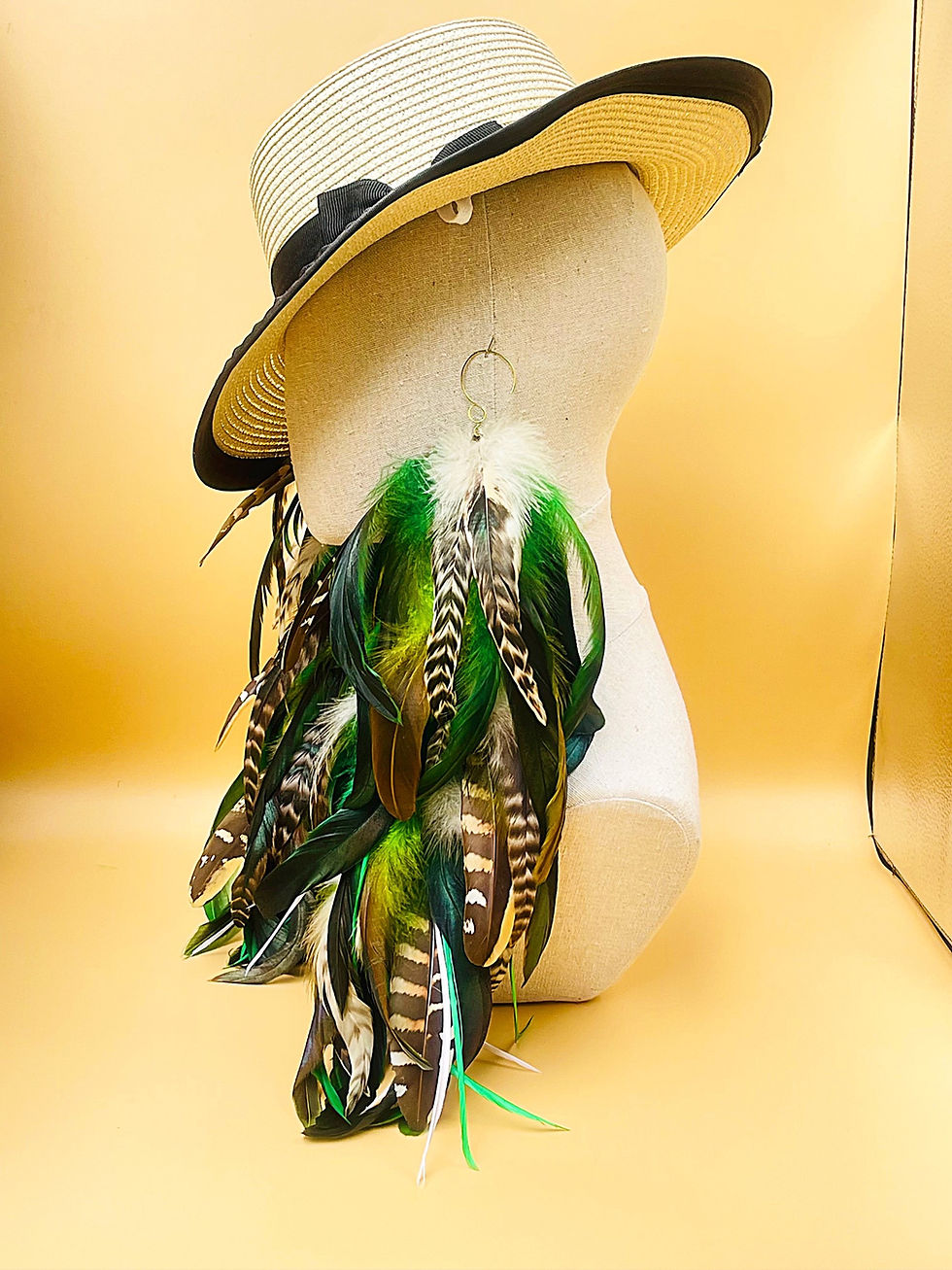 Thumbnail: Feather Earrings Green Long Dangle Feather Earrings Natural Feather Earrings Boho Jewelry for Women