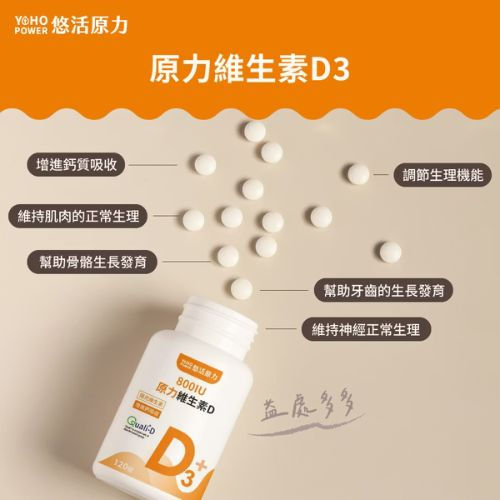 縮圖：【YOHO 悠活原力】原力維生素 D3 錠  (120粒)｜高劑量補充、專利品質、天天一錠好吸收