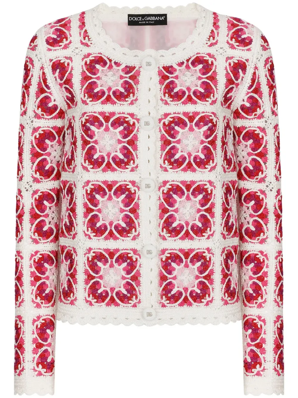 Panelled crochet-knit cardigan (12213664)
