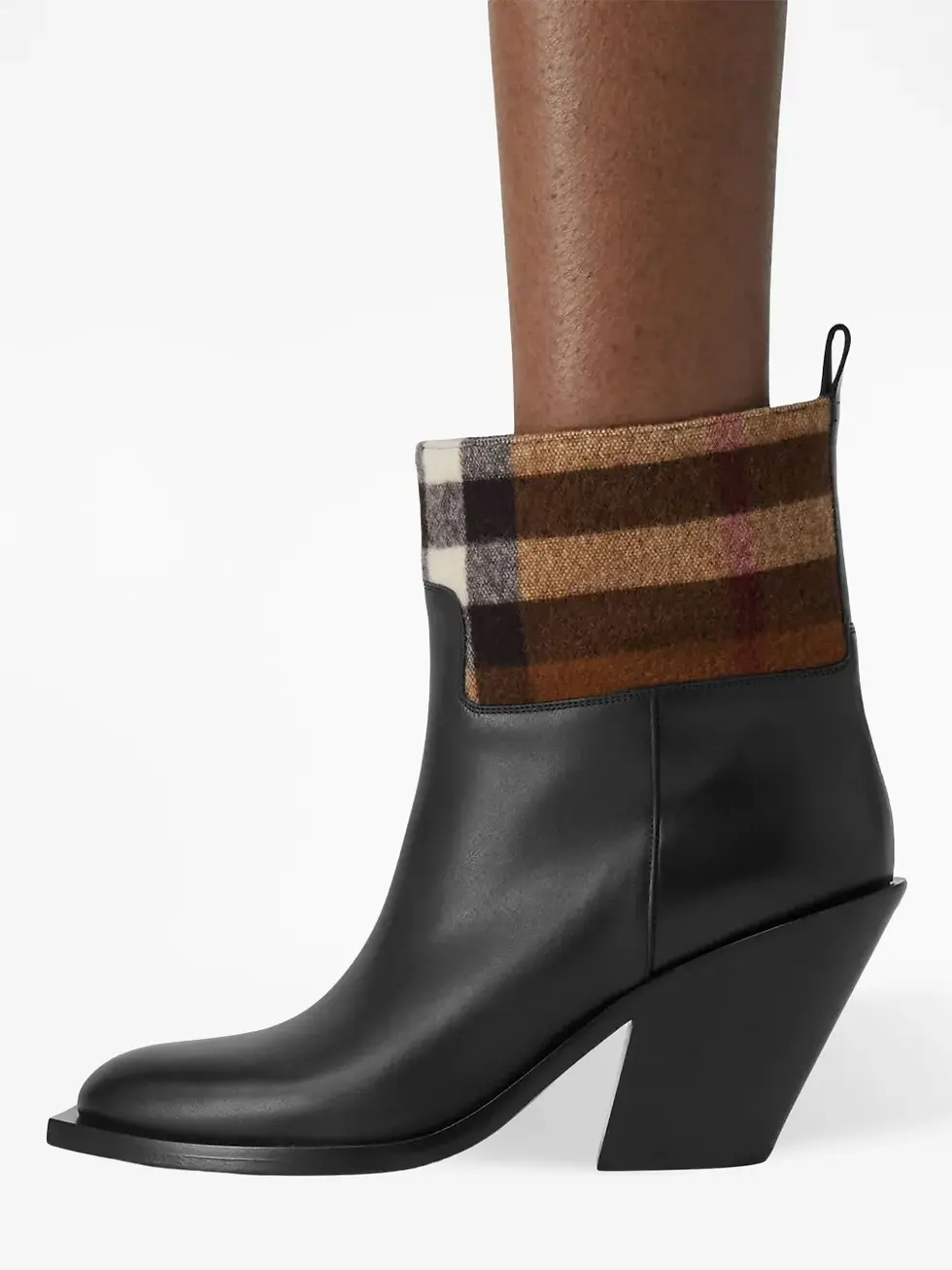 Miniatura: Exaggerated Check panelled leather boots (1421535)