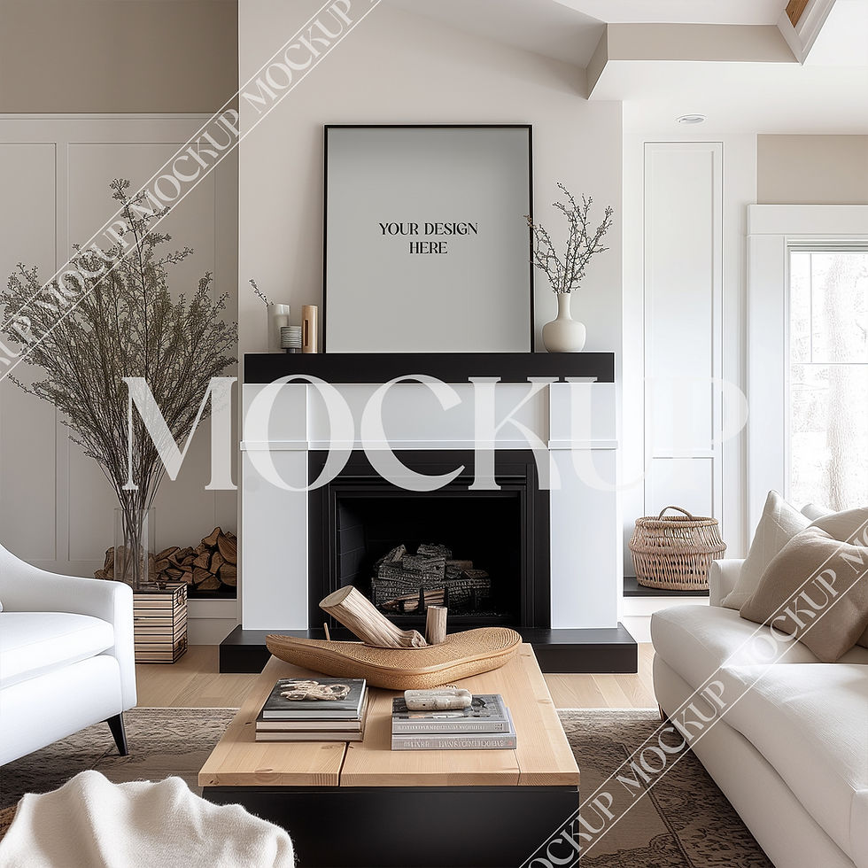 Thumbnail: Vertical Frame Mockup Fireplace Living Room