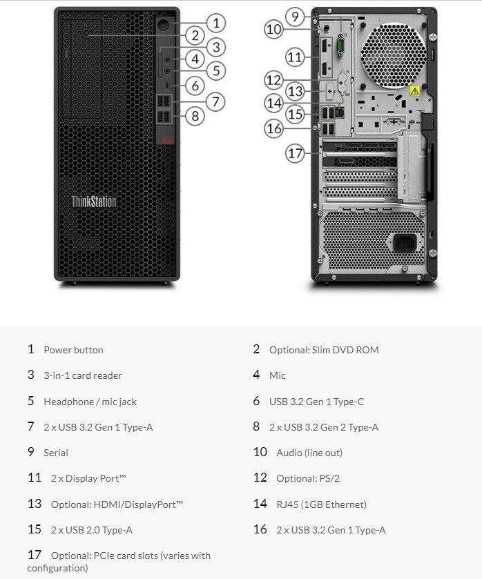 Thumbnail: Lenovo ThinkStation P340 WORKSTATION i9-10900K 32GB 1TB SSD DVD+RW Pro