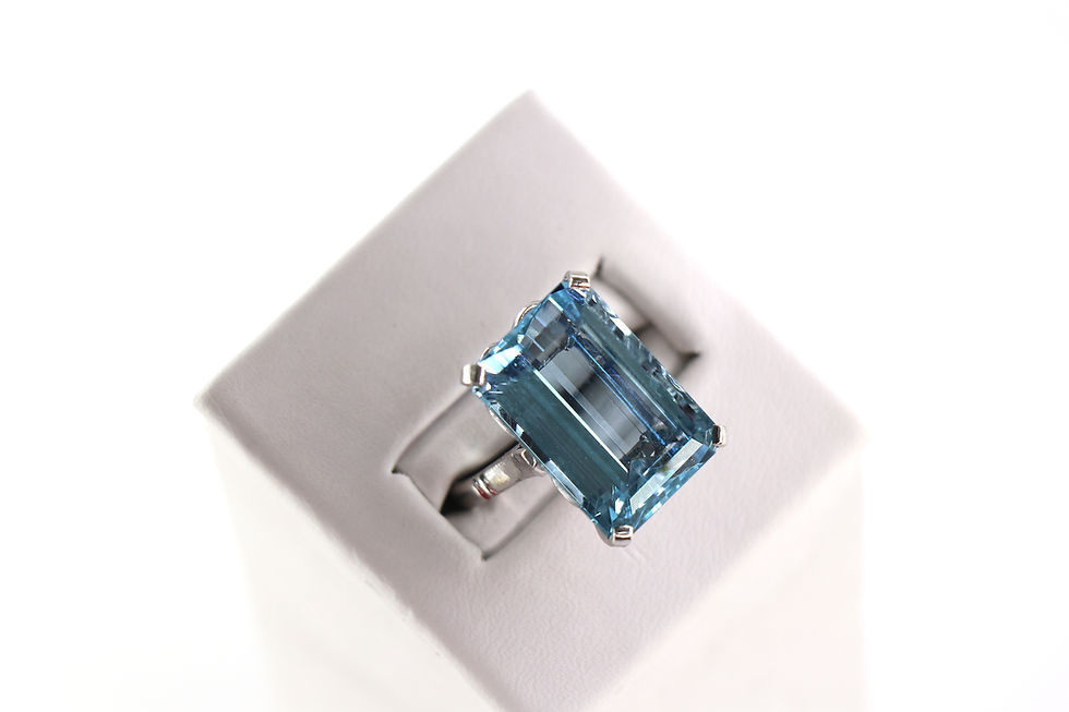 Thumbnail: Aquamarine Solitaire Ring 18K White Gold, Aquamarine, Size 6/EU52 