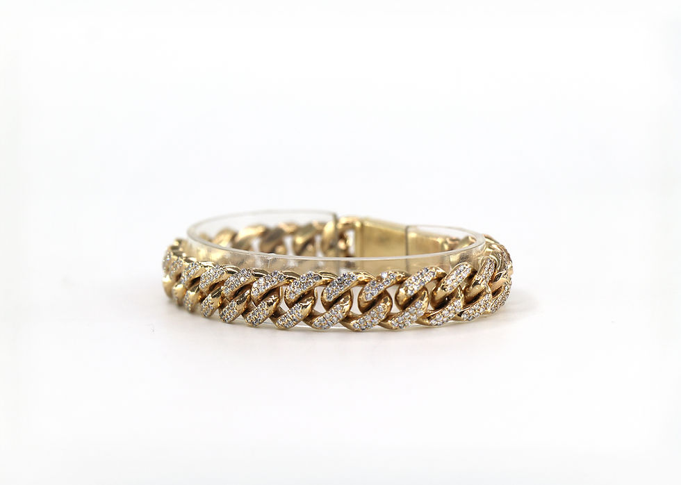 Thumbnail: Cuban Link Diamond Bracelet, 14K Yellow Gold, Diamonds, 12.6mm