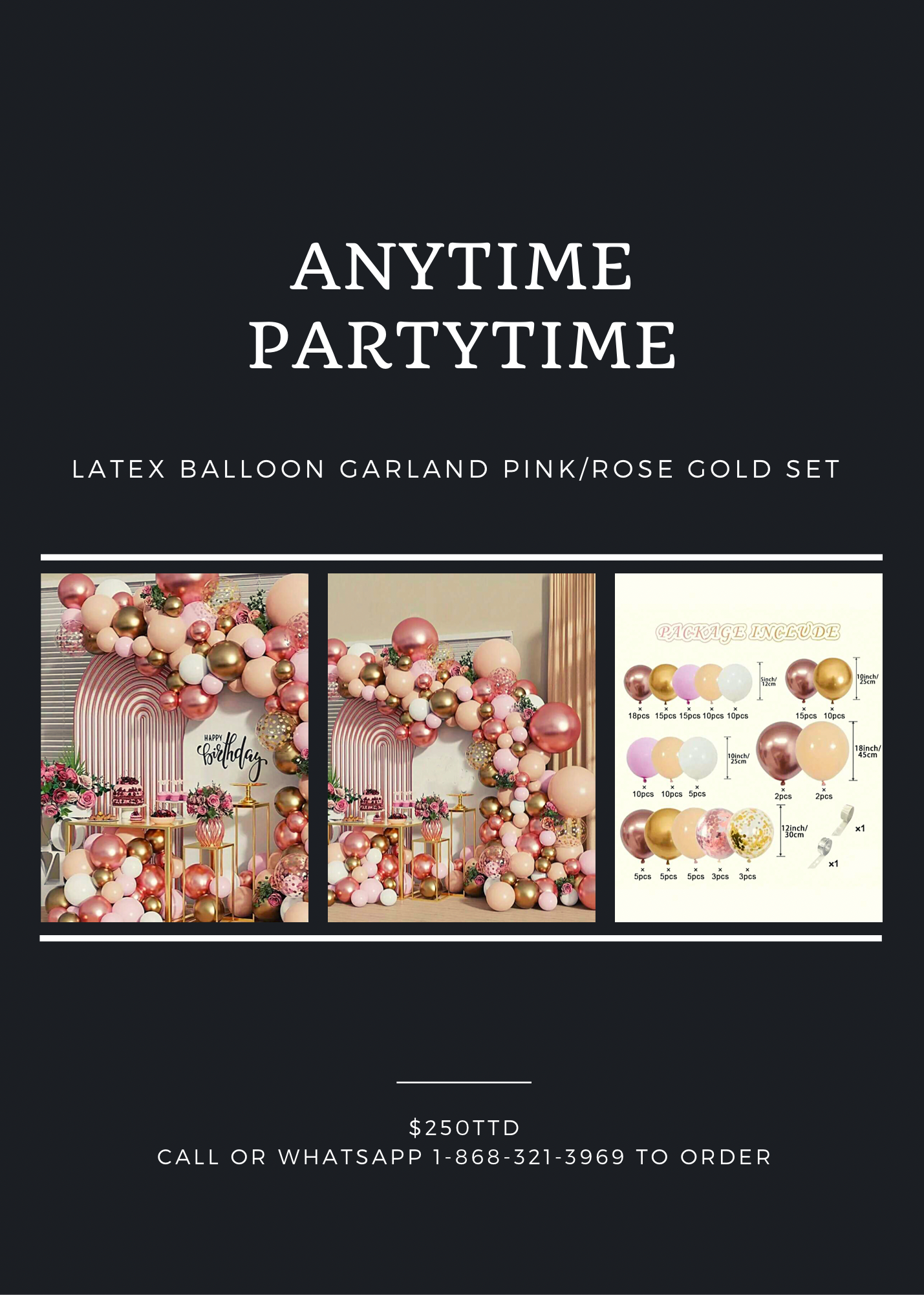 LATEX BALLOON ROSE GOLD GARLAND SET