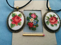 Микровышивка, натяжка шелковой кисеи на картонную рамку