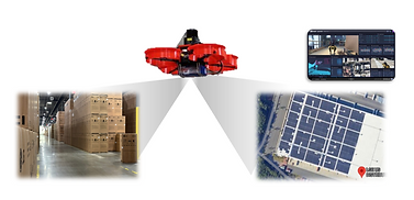 Drone conducting warehouse and rooftop surveillance