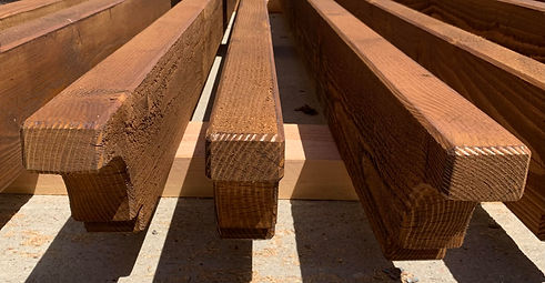 Stained Timber Pergola Rafters with Sashco stain