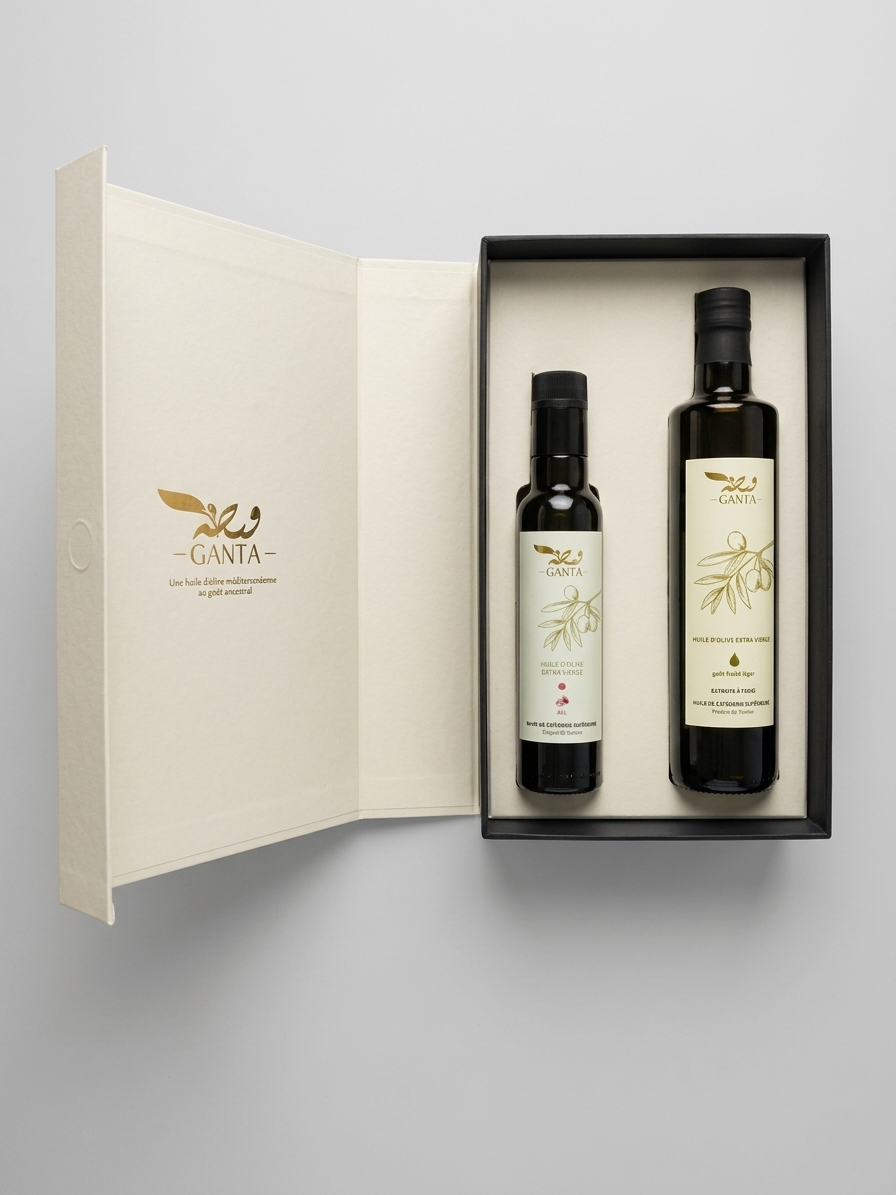 Coffret Signature : Huile d'olive GANTA Blend + Huile d'olive Broyée à l'Ail