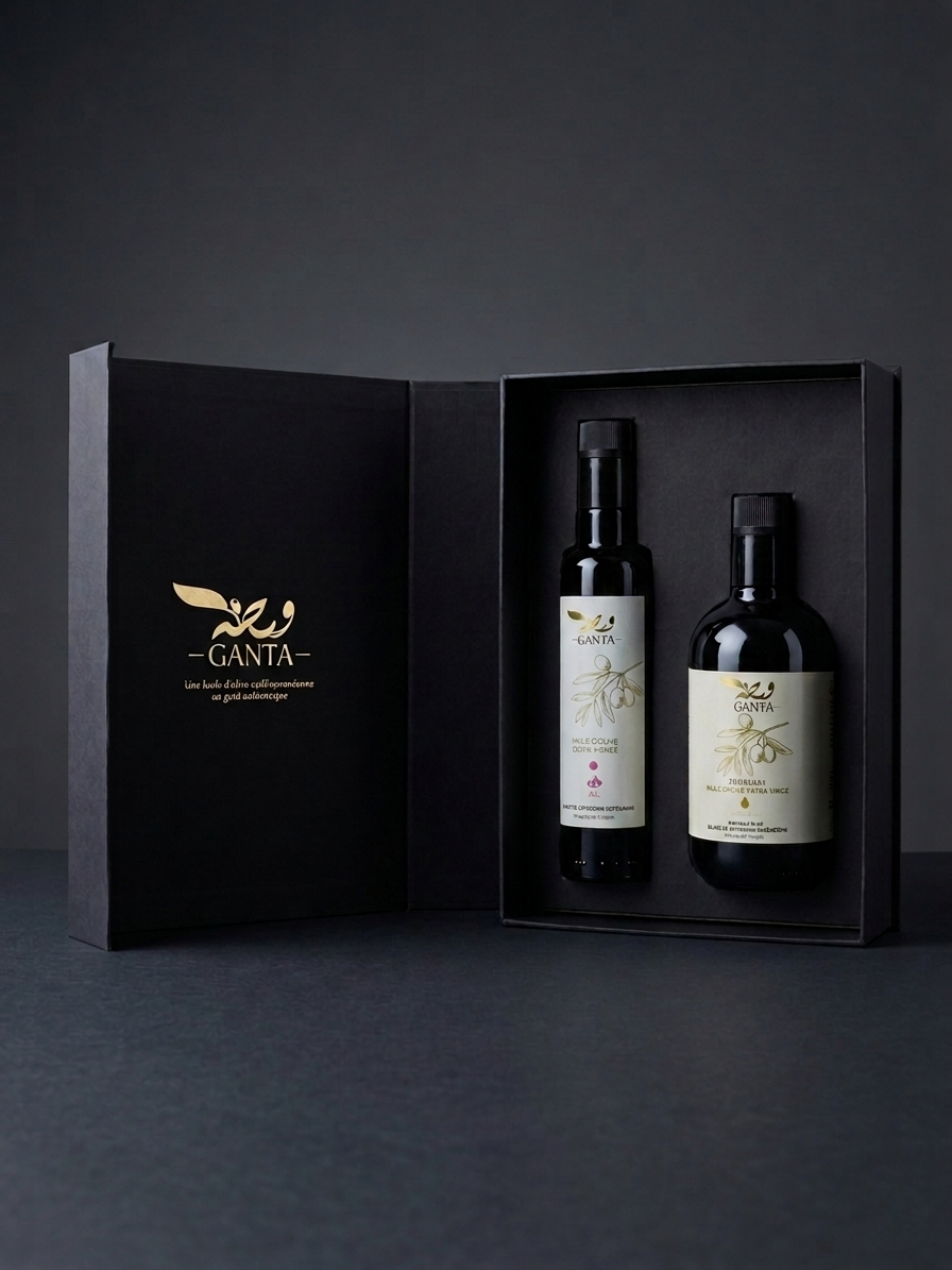 Coffret Harmonie : Huile d'olive GANTA Premium + Huile d'olive Broyée à l'Ail