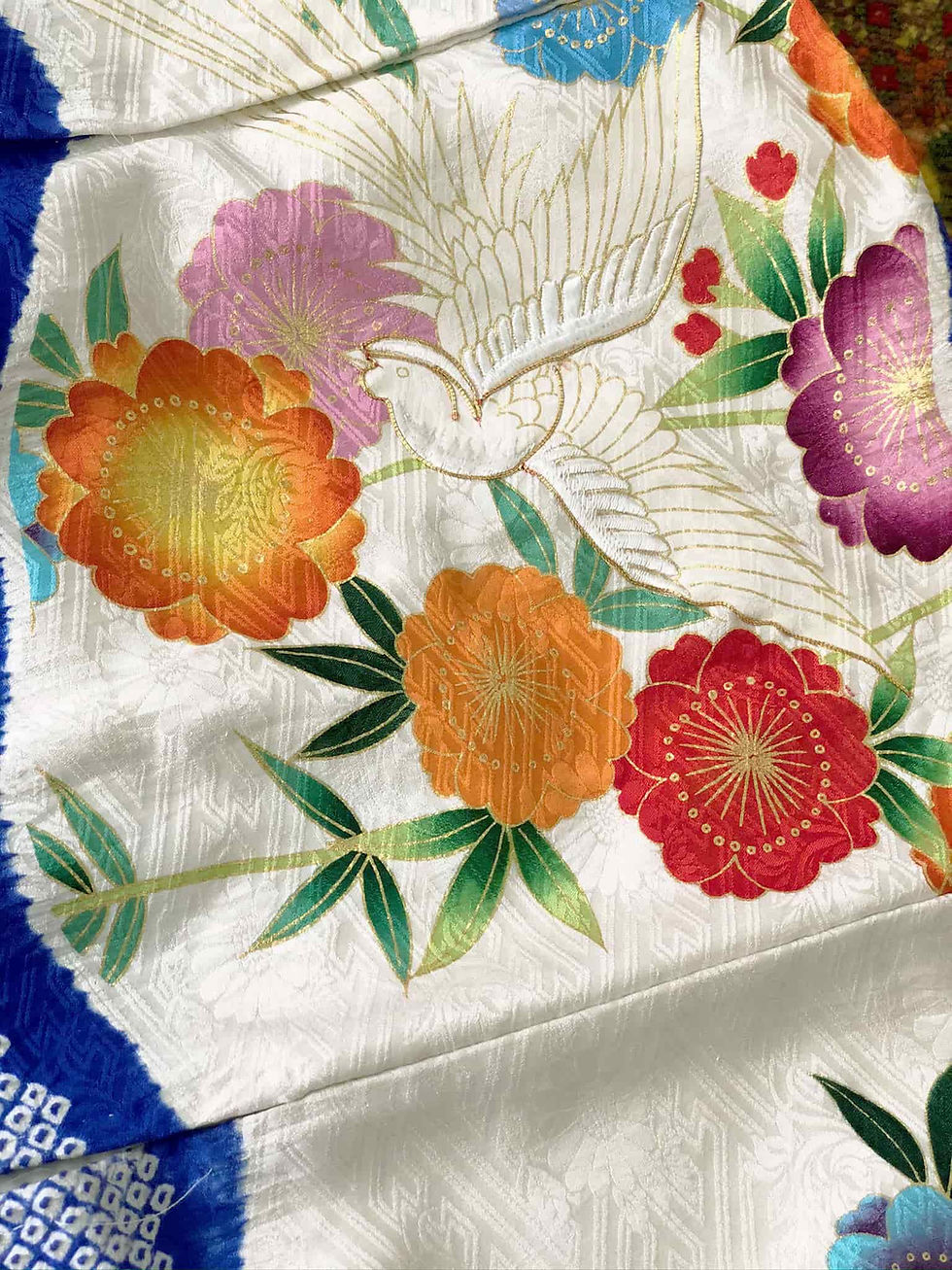 サムネイル： 瑠璃色朱色ぽんぽん花 総絞りお振袖