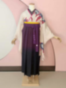 Antique 灰白色に桜文様縮緬お着物＆袴