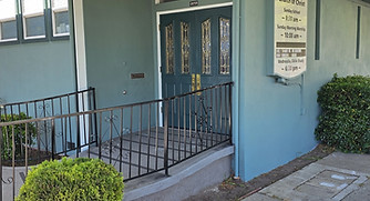 The photo of the front of the church