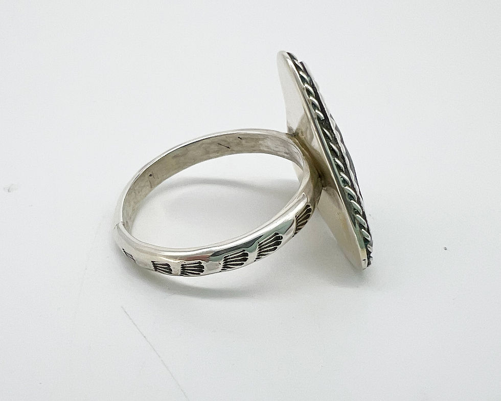 Thumbnail: Handmade sterling silver fossil shark tooth ring - Size 9
