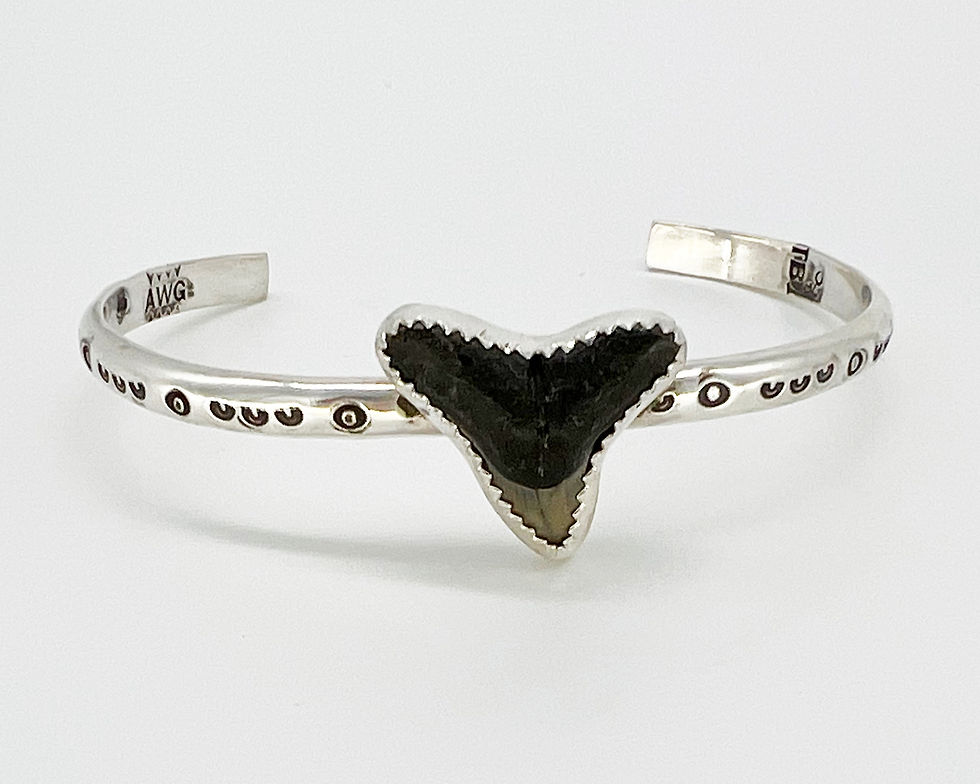 Thumbnail: Stacking Sterling Silver Shark Tooth Cuff Bracelet