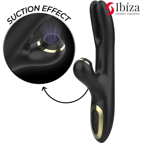 Miniatura: IBIZA - VIBRADOR HI-TECH RABITT POR ONDAS CLITORIALES Y DOBLE PINCHING NEGRO