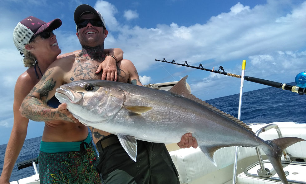 Our clients taking it all in as they caught a landed a giant amberjack!