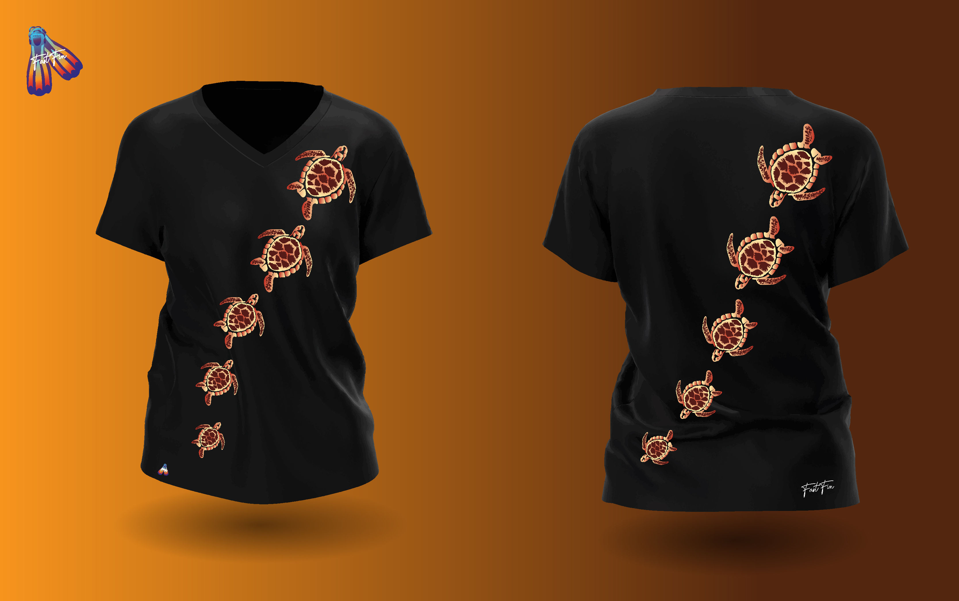 Kaplumbağa Ailesi Siyah Kadın T-Shirt