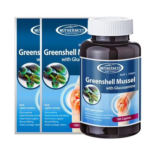 Mothernest Greenshell Mussel with Glucosamine 1500mg 180 Caps 2ea