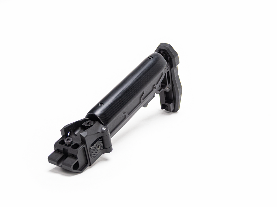 KPYK CRC 5002/9033L-RPK Black Angle View — Modernized black stock for RPK machine guns, designed for professional use.