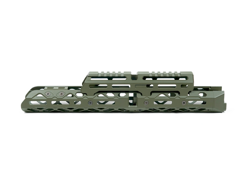 KPYK CRC 1A005B Arsenal Handguard OD Green — Side profile of the extended skeletonized handguard providing maximum rail space