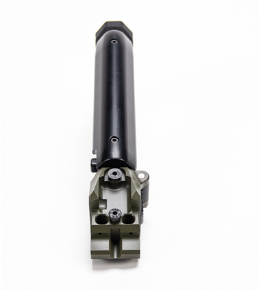 KPYK CRC 5002/9033L-RPK Tan Top — Precision-machined aluminum stock for RPK showing the adjustable cheek rest mechanism in Ta