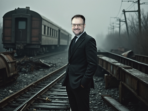 Kaspars Briškens stāv uz sliedēm