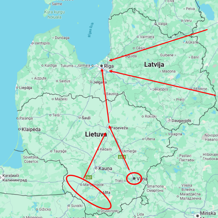 2. posms – izeja uz Rīgu no Lietuvas teritorijas tika praktizēta jau 1940. un 1944.gadā.