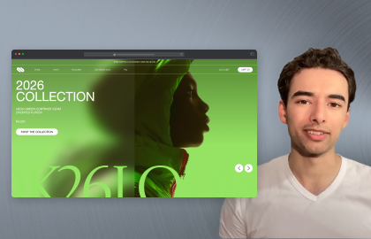 Green Glass effect slideshow hero section in Wix Studio

