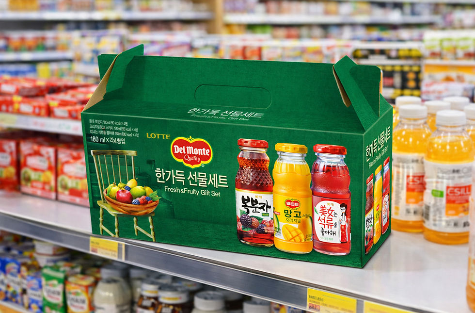 롯데칠성 델몬트 과일 음료 선물세트 패키지 디자인
lotte delmonte fruit beverage gift set packaging design