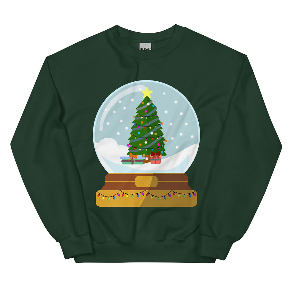 Thumbnail: Christmas Tree Snow Globe Dark Green Sweatshirt