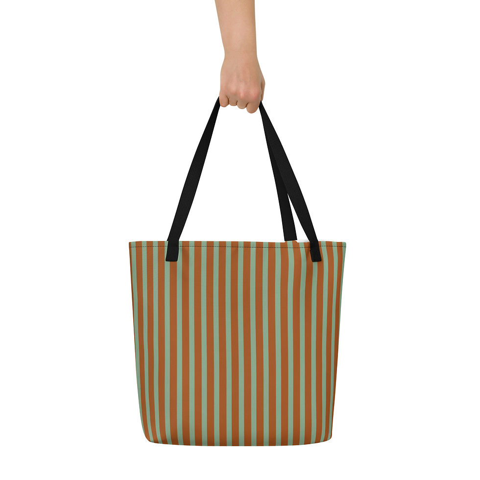 Thumbnail: Mint Forest Stripes Large Tote Bag