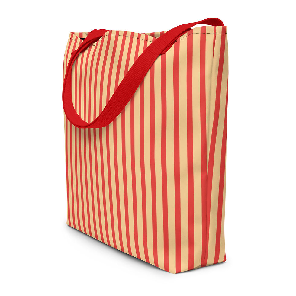 Thumbnail: Cream Soda Stripes Large Tote Bag