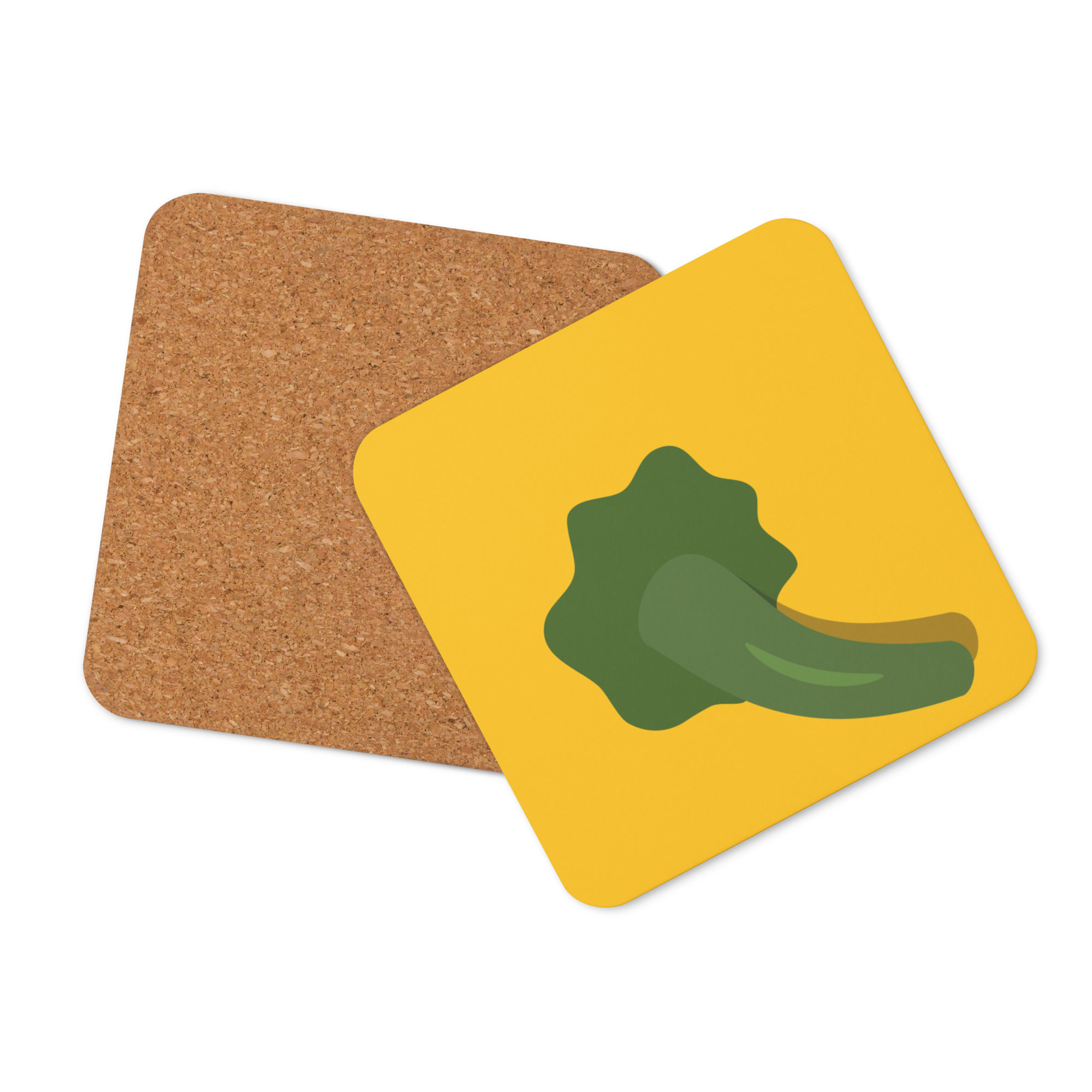 Yellow Pumpkin Top Cork-Back Coaster