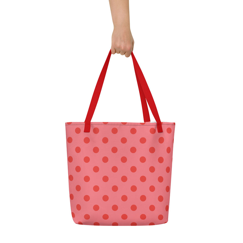 Thumbnail: Valentines Dots Large Tote Bag