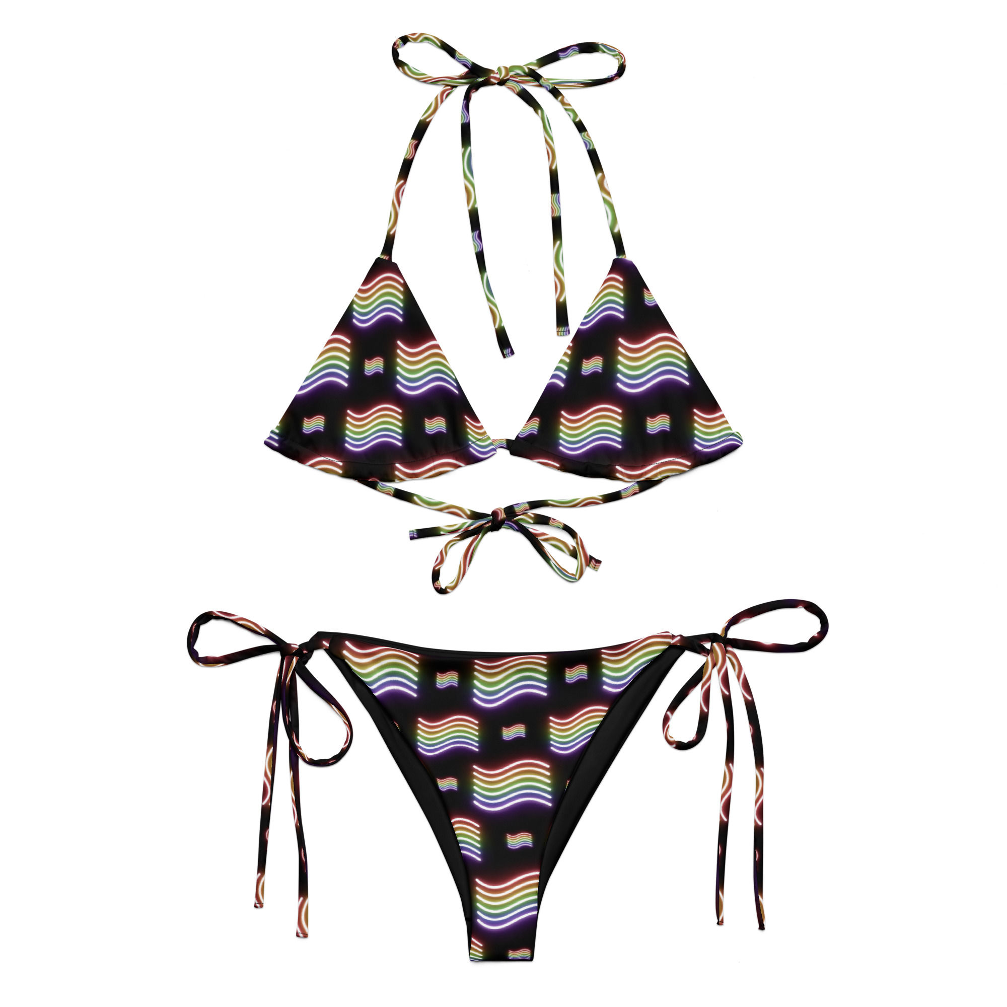 Pride Wave Neon Signs String Bikini