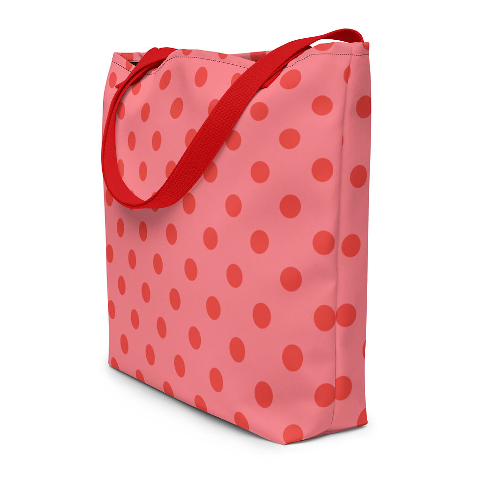 Thumbnail: Valentines Dots Large Tote Bag