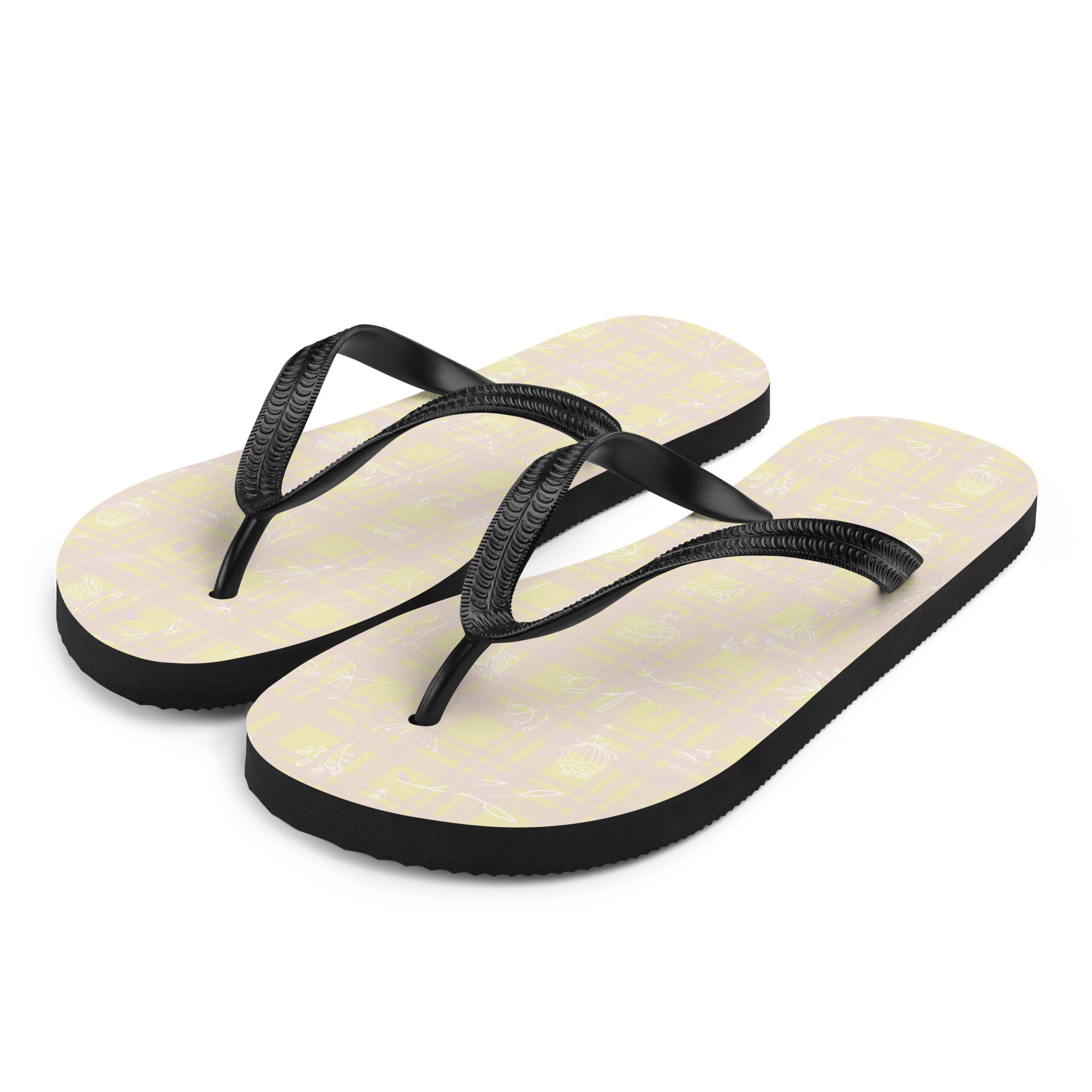 Pink Pottery Plaid Flip-Flops