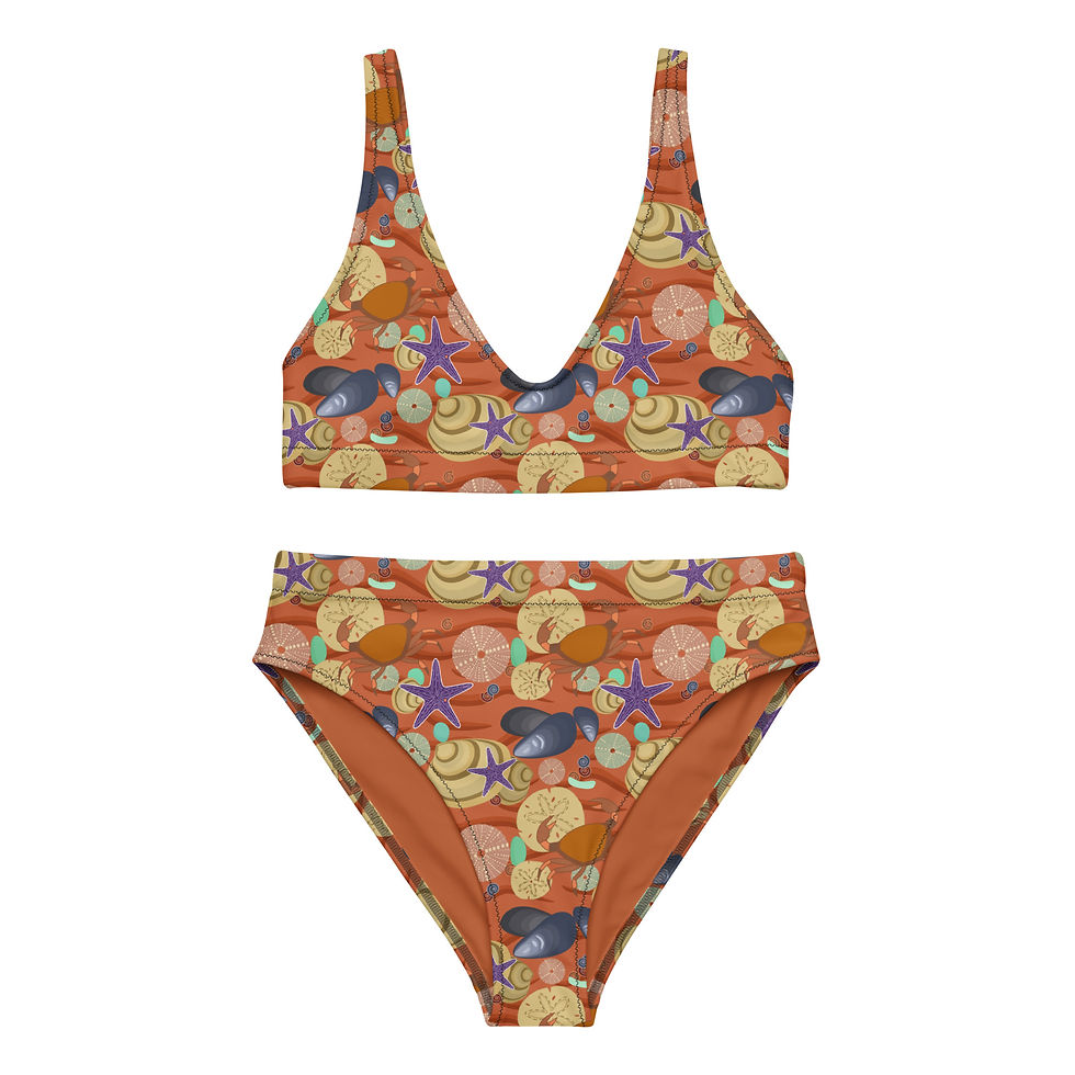Seashells By The Red Shore High-Waisted Bikini