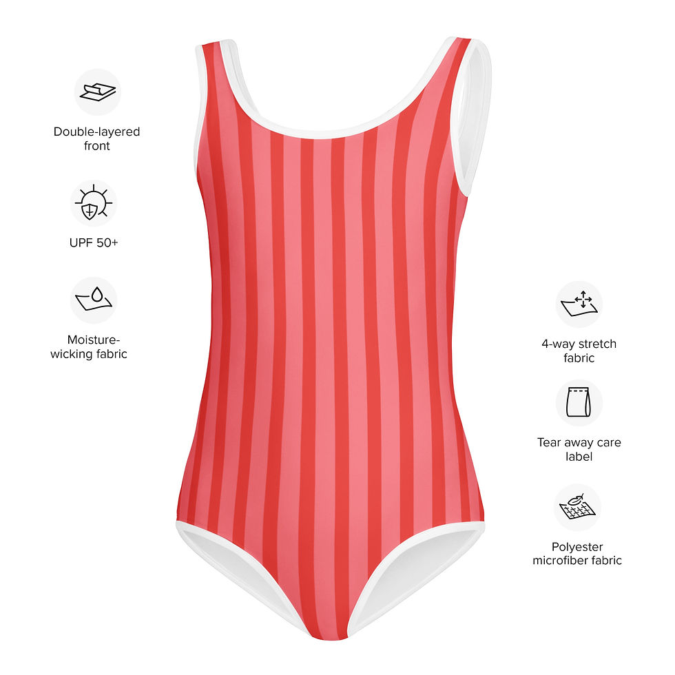 Thumbnail: Valentines Stripes Kids Swimsuit