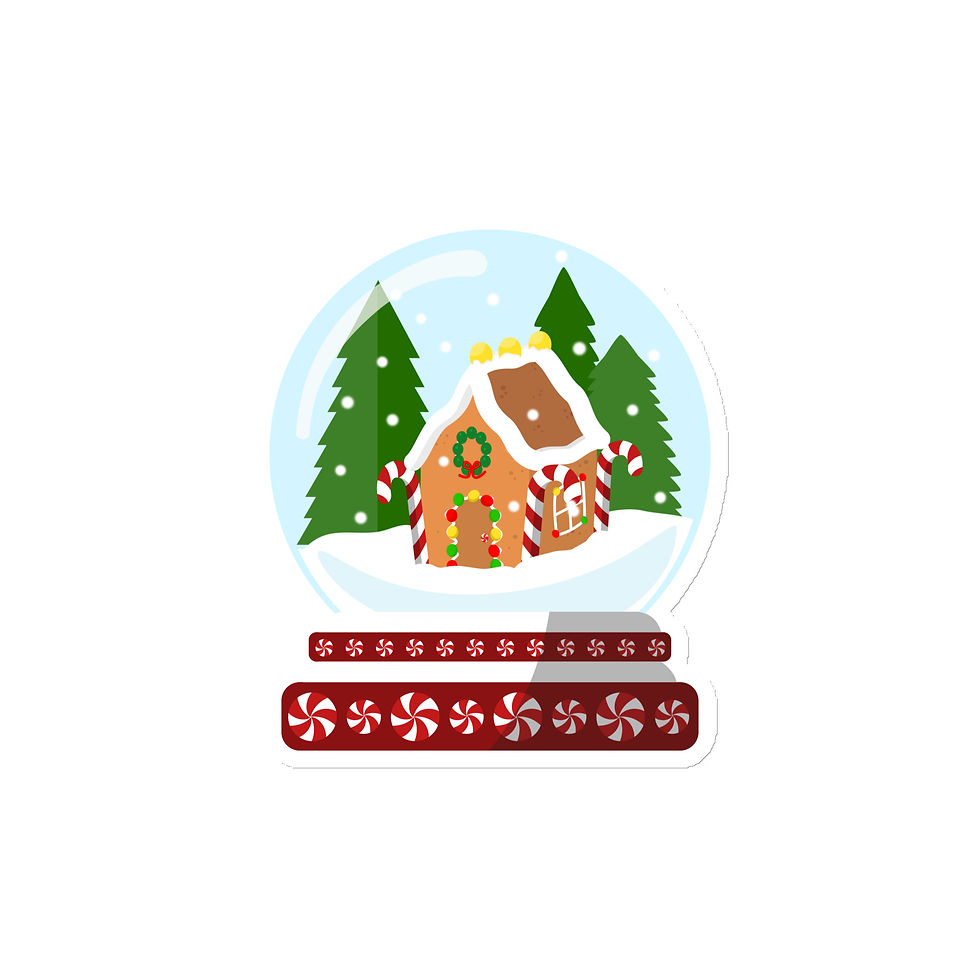 Gingerbread House Snow Globe 4" x 4" Magnet