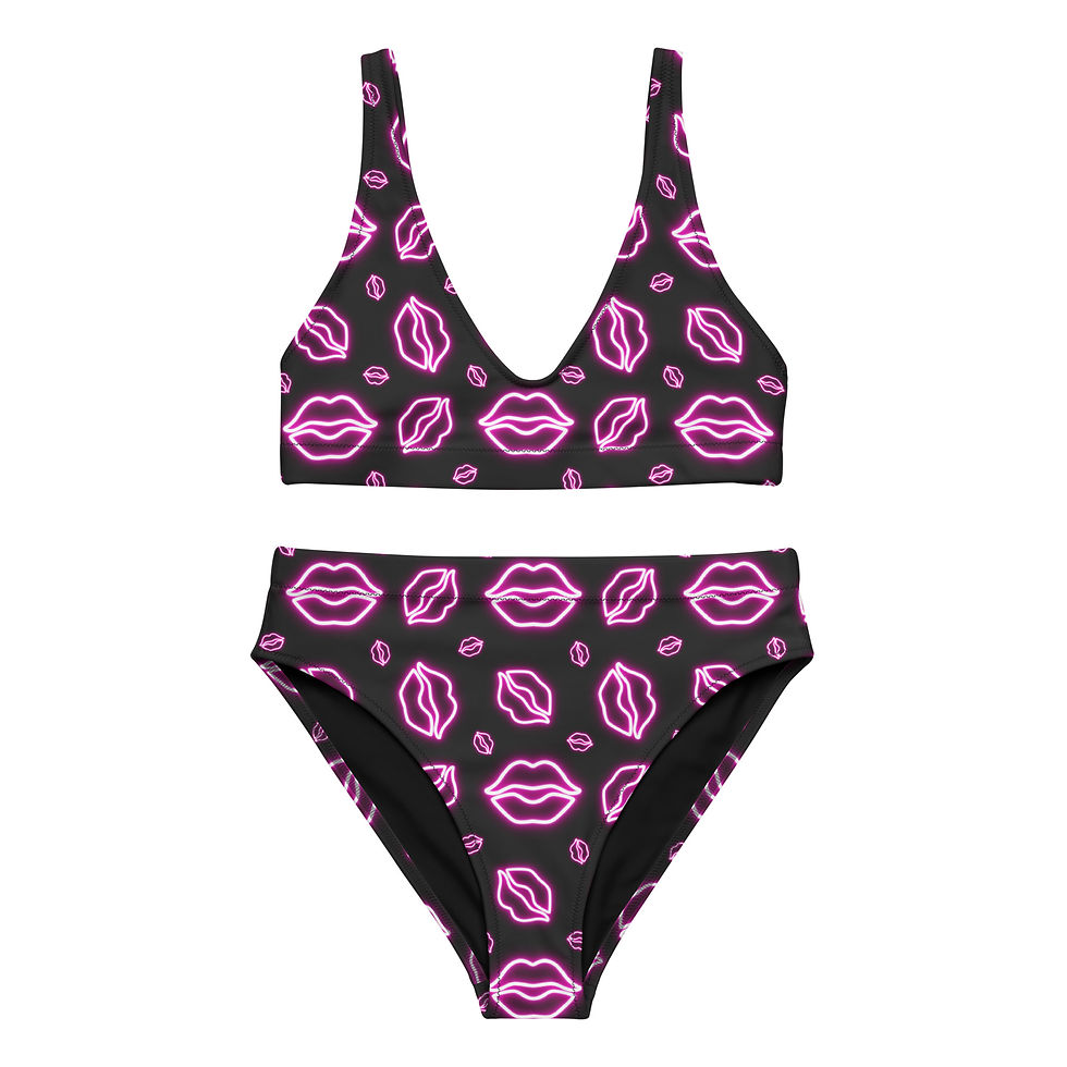 Pink Neon Kiss High-Waisted Bikini