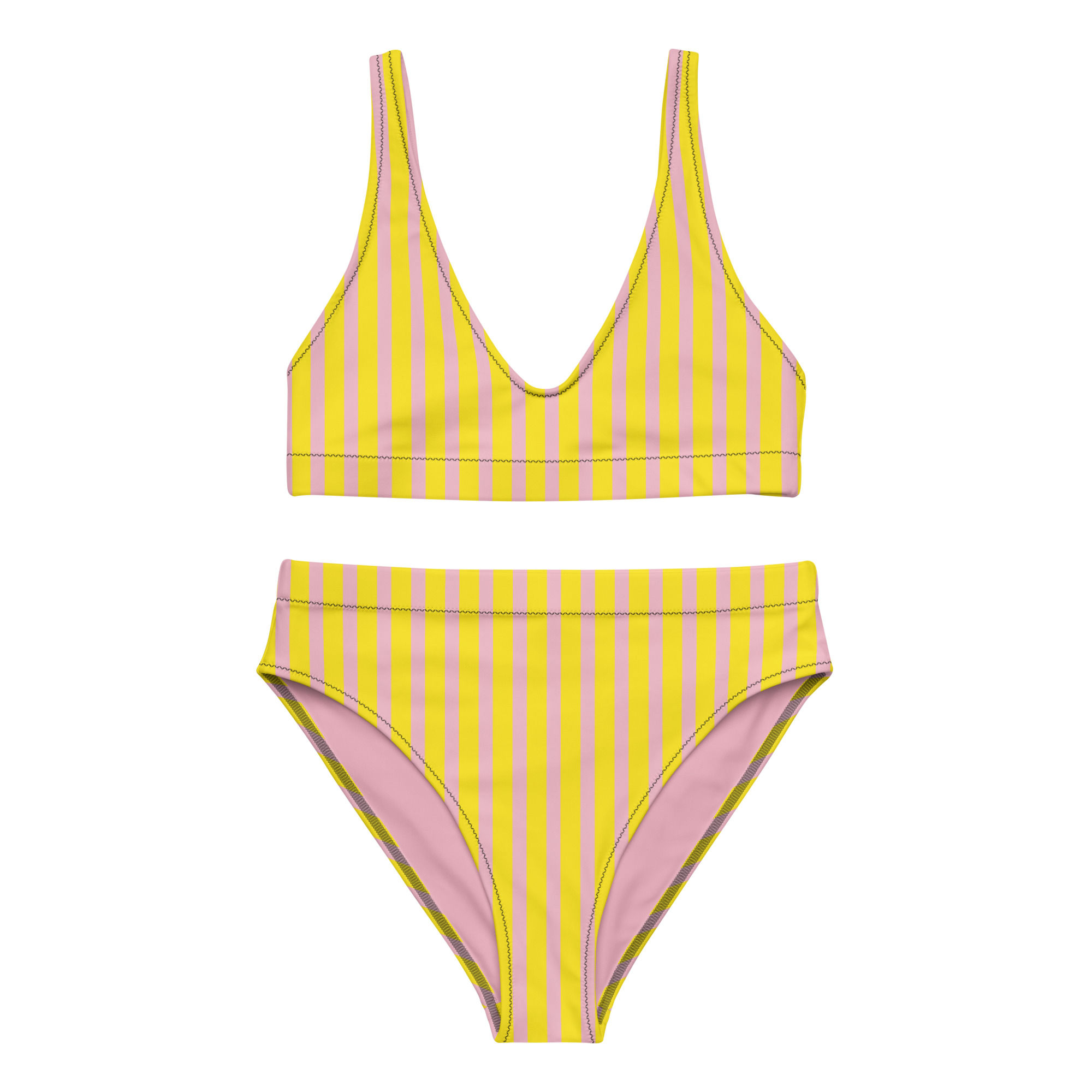 Cotton Candy Stripes High-Waisted Bikini
