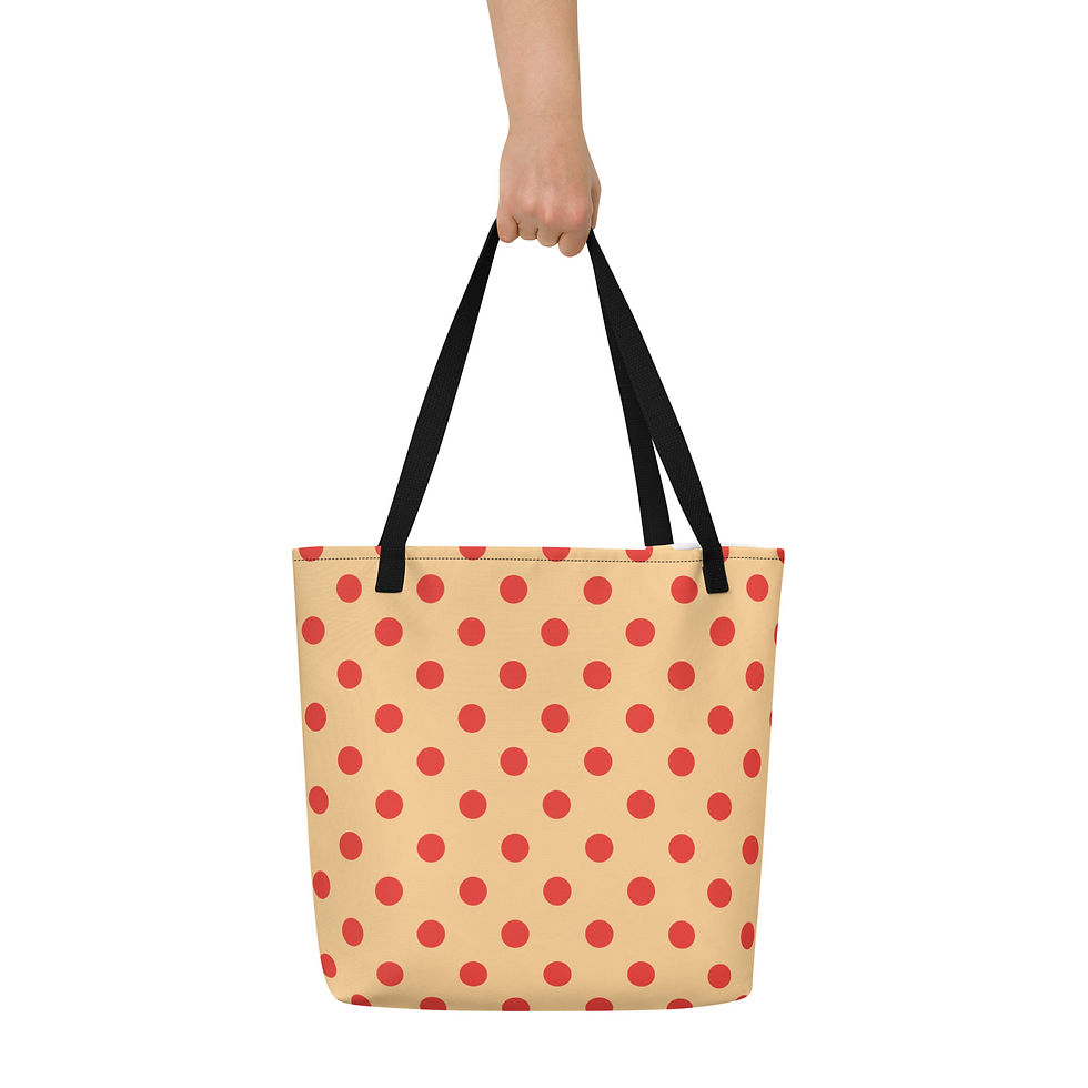 Thumbnail: Cream Soda Dots Large Tote Bag